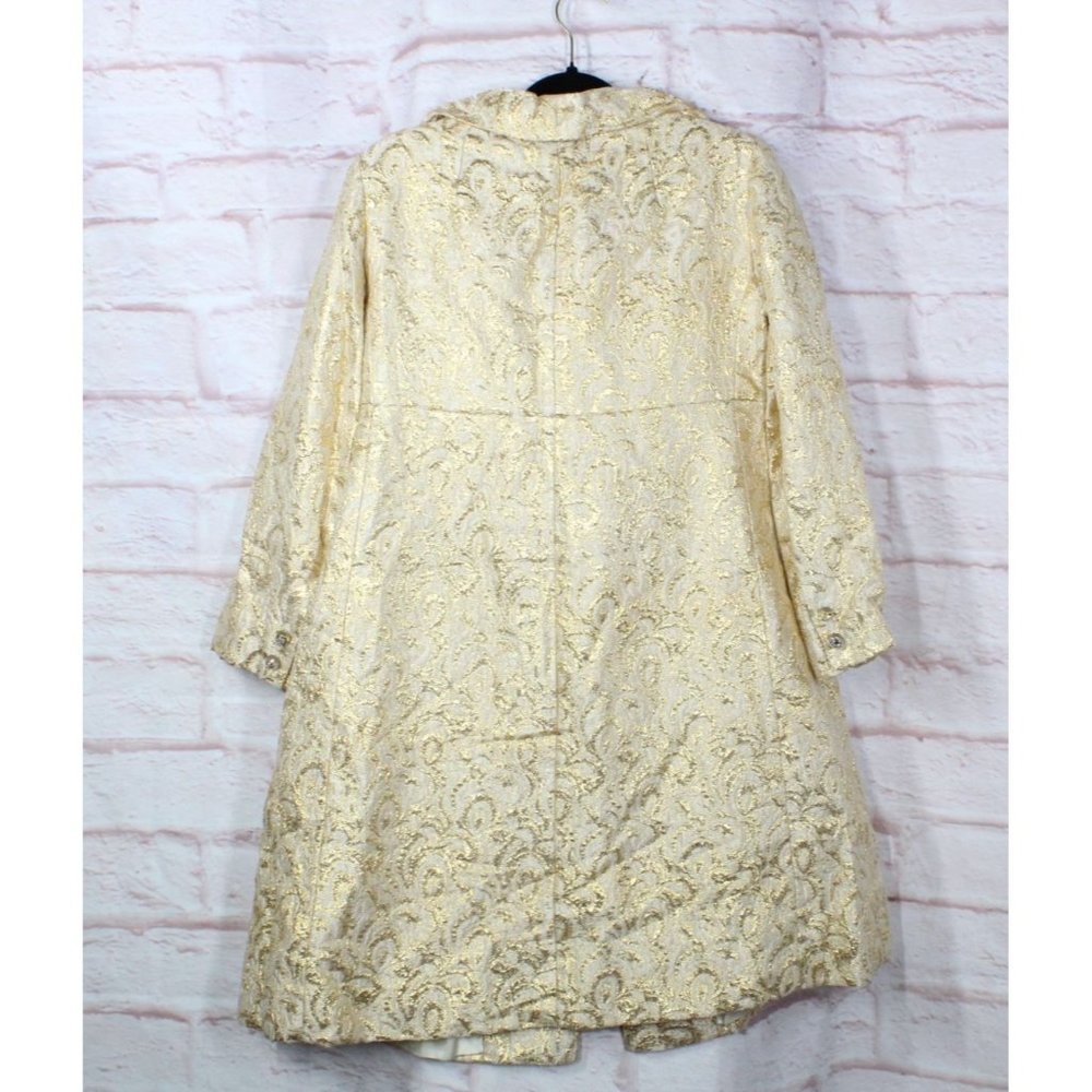 *Vintage Cotton Button Down Lined Embroidered Long Coat Size 10 - Picture 9 of 16